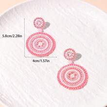 زوج من أقراط مصنوعة يدويًا بالخرز، أقراط دائرية هندسية، قلادة فاخرة للنساء