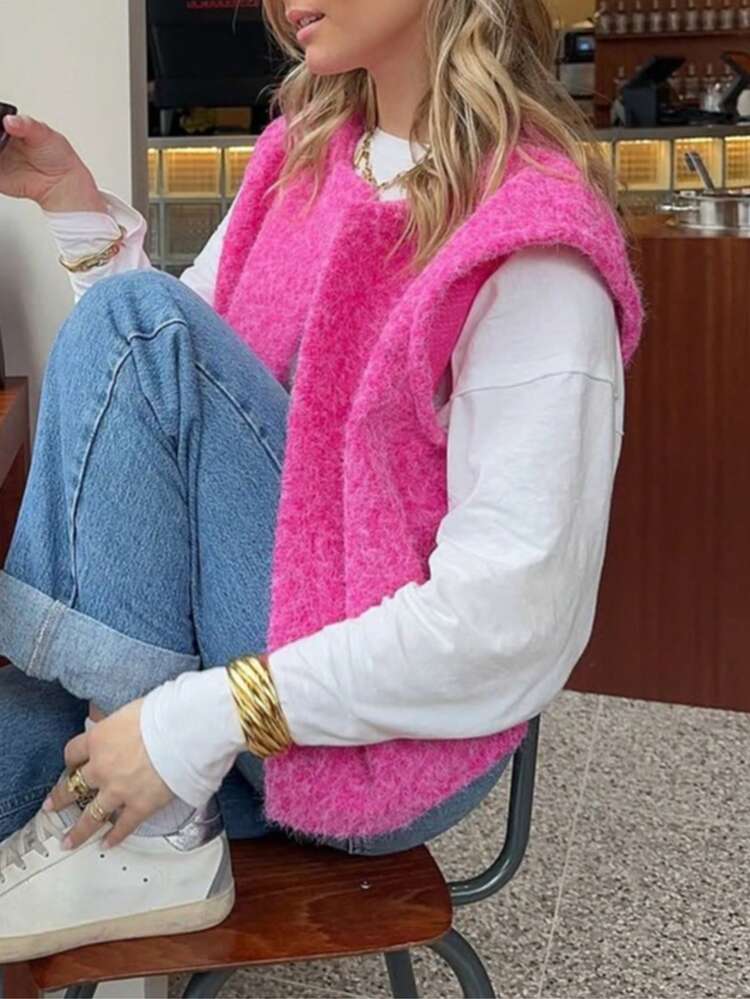 Femmes grande taille Top décontracté polyvalent et confortable en couleur unie Veste de printemps - Rose pâle - Voir 2