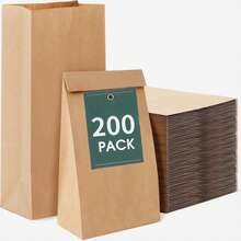 200/100 个纸质礼品袋，便携式纸袋，零食袋，适合餐厅和家庭使用，适用于蔬菜、购物、糖果、午餐、杂货、饼干、食品包装袋、旅行、户外、生日派对、婚礼、万圣节、圣诞节、返校 - 礼品袋，万圣节礼物 - 彩色 - 查看 2