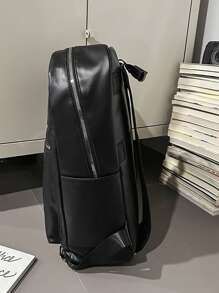 Men's Large Capacity Solid Color Durable Waterproof Backpack, Outdoor Travel Bag