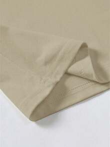 青少年男童时尚运动字母印花短袖T恤 - 杏色 - 查看 4