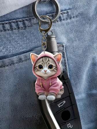 1pc/2pcs Cute Cartoon Cat Acrylic Keychain,Cute Cat Accessories,Fashion Backpack Pendant,Tote Pendant Decoration,Wallet Pendant,Pendant Keychain For Couples Bag Accessories Gift Waterproof, With Lobster Clasp, Ideal Gift For Family & Friends, Perfect For Birthdays And Special Occasions,Back To Scholl Gift