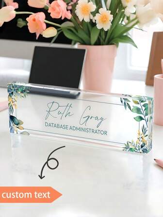 1 pieza Placa de nombre de escritorio de acrílico personalizada, letrero de decoración de oficina personalizado, simple, resistente al agua, elegante, personalizado, lindo, de alta calidad, accesorios de escritorio de acrílico, regalo único ideal para jefe, maestro, empleado, estudiante, decoración de oficina personalizada, regalo de agradecimiento para el jefe, regalo de oficina para el jefe, decoración de escritorio