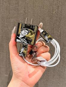4 件装 Hero Dollar Bill 设计充电器保护壳、数据线整理器套装 - 20W/18W 电源适配器、适配器盖，兼容 11/12/13/14/15/16/13 Pro Max/16 Pro Max Nan 数据线保护器 充电器配件 手机配件 - 彩色 - 查看 4
