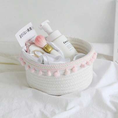 Multi-Size Woven Desktop Storage Basket, Can Store Pens, Tissues, Candies, Snacks, Toys And Other Miscellaneous Items, Suitable For Bathroom, Bedroom, Cosmetics And Other Organization