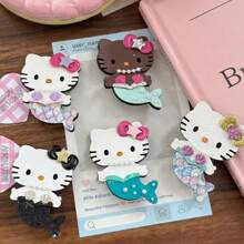 Sanrio Sanlio Summer Vacation Style Hello Kitty Mermaid Leather Hair Clip Colorful Side Hairpin Clip Premium Hairpin