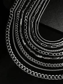 1 件简约蛇骨链钛钢精致项链，男女通用分层项链，适合作为毕业礼物 - 銀色 - 查看 6
