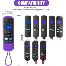 2 Pack Case For Roku Express Streaming Stick Premiere Silicone Remote Cover For  Hisense Roku TV Remote Sleeve Skin Smart TV Remote Control Replacement Cover Case Purple And Rose - 紫色+玫瑰色 - 查看 2
