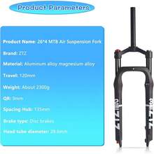 26  4.0 Inch Fat Tire M Air Suspension Fork  Ultralight Rebound Adjustment Front Fork, 120mm Travel, 135mm Spacing Ub 9mm QR Crown Lockout Ideal For Snow Ach XC Mountain Bikes