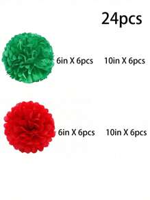 12pcs Paper Flower Ball Hanging Pom Poms Decorations For Wedding, Celebration, Outdoor & Birthday Parties, Back To School Valentine Day