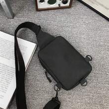 NYXIA 简约胸包时尚新款纯色胸包户外休闲时尚单肩斜挎包挎包单肩多功能牛津布户外学生胸包小方形斜挎包 - 黑色 - 查看 5