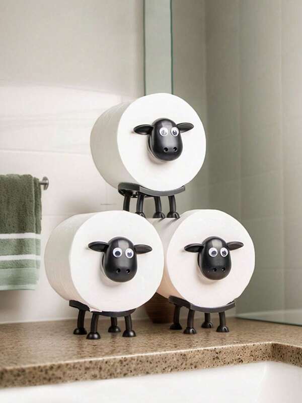 1/2/3/4/5/6/10 Soporte para papel higiénico de oveja - Soporte divertido para papel higiénico de pie para baño - Soporte para papel higiénico de oveja 3D impreso en negro - Almacenamiento divertido para rollo de toallas de papel - Decoración linda para el baño