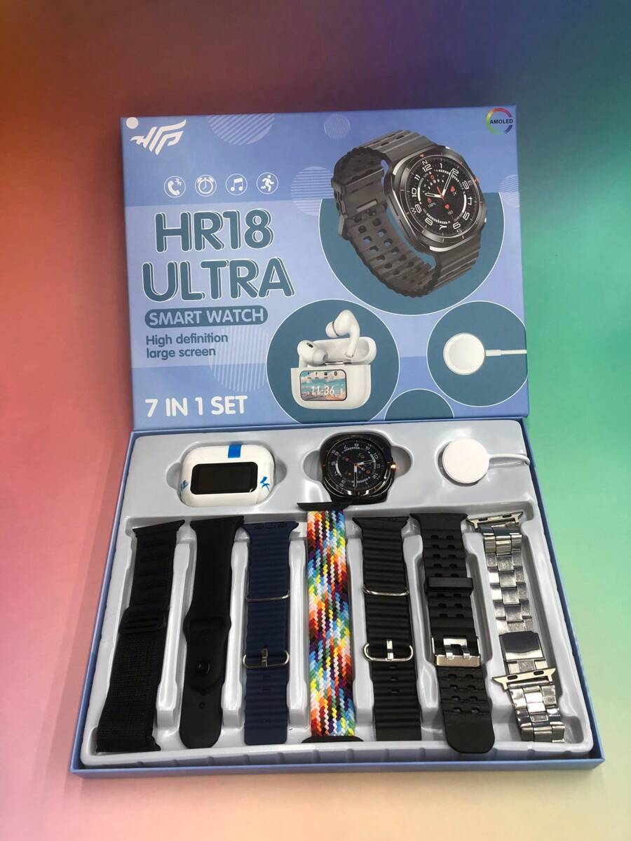 Reloj inteligente 7 en 1 con 7 correas y auriculares, pantalla táctil de 1,46 pulgadas, monitor de actividad física, monitorización del sueño, asistente de voz, llamadas y respuesta inalámbricas, control de música, notificación de mensajes, el mejor regalo.