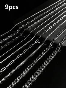 1 件简约蛇骨链钛钢精致项链，男女通用分层项链，适合作为毕业礼物 - 銀色 - 查看 12