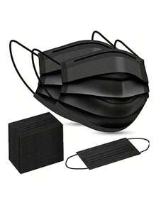 200/100/50/10片装高品质一次性口罩，三层防护，可调节鼻夹 - 透气、柔软、亲肤，适合居家、学校、办公室和户外使用，聚丙烯材质，一次性设计