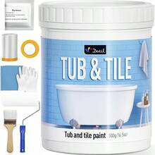 DWIL Tile Paint Tub And Tile Refinishing Kit With Tools Water-Based Bathtub Paint Low Odor Easy To Use 25-30 Sq.Ft 16.5 Oz Semi-Gloss White - White - View 1