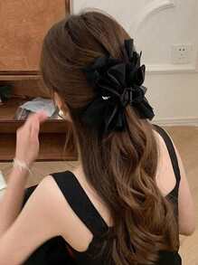 1pc Lace Bubble Net Bow Hairpin, Large Hair Clip For Women Bun Updo Fashion Hair Accessories Beauty Claw Clips Elegant Hair Claw Fall Winter For Vacation Outfits Woman