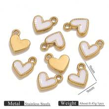 1/5 Stück 304 Edelstahl 18k Vergoldete Emaille-Öltropfen Herz Anhänger, Edelstahl-Charms für Damen, zum Selbermachen von Armbändern, Halsketten und DIY-Schmuckzubehör-Anhängern