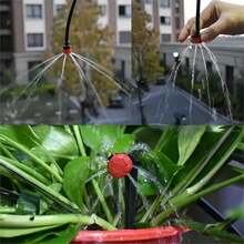 滴灌套件，适用于庭院、草坪、露台、温室的自动灌溉系统，带分配管软管的喷雾植物花园浇水系统 - 彩色 - 查看 5