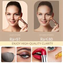 Makeup Mirror With Lights, Portable Beauty Mirror With Lights, 3 Color Illumination, Dimmable Touch Screen, Rechargeable Desktop LED Folding Makeup Mirror - 黑色 - 查看 7