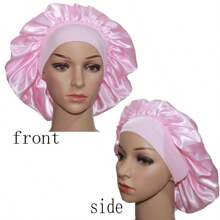 Nightcap Women Curly Hair Pink Satin Hat Silk Hat Sleeping Hair Cap Adjustable Hat Nightcap