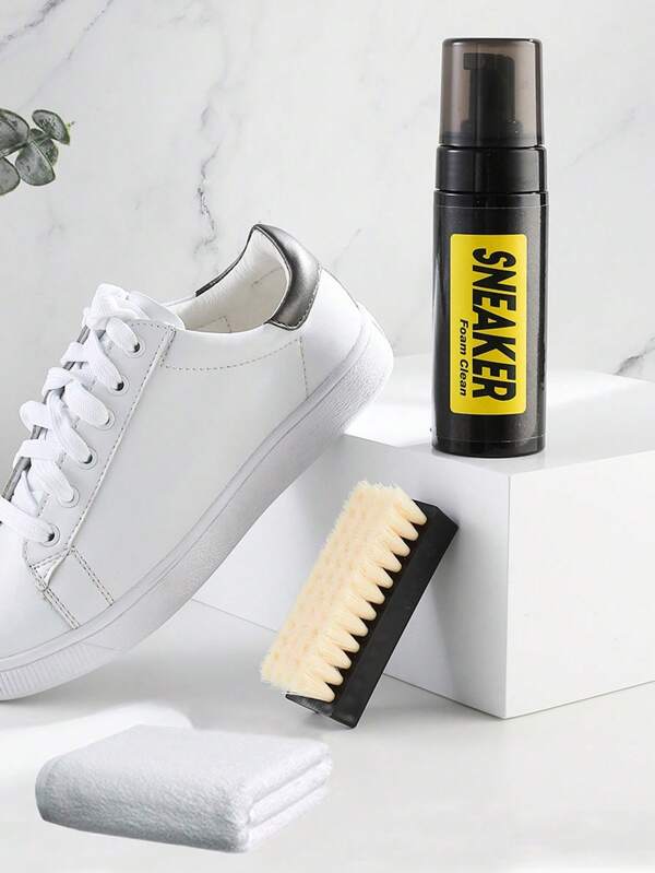 3 pièces/set Kit de nettoyage de chaussures blanc: Nettoyant, Brosse, Lingettes de nettoyage pour chaussures - Fournitures de nettoyage pour sneakers souples