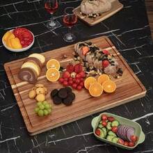 1 件多功能红木切菜板 - 带凹槽的多功能切菜板、砧板和切菜板，适用于肉类、蔬菜、早餐、咖啡、茶、饮料、水果、小吃、奶酪、甜点和面包 - 适合家庭、酒店和餐厅使用，适合生日、开斋节、毕业季、返校季、母亲节 - 黃色 - 查看 11