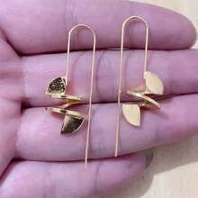 1 Pair Vintage Minimalist Spiral Asymmetrical Design Earrings, Suitable For Women's Daily Wear And Gift-Giving, All Seasons - Yellow Gold - View 7