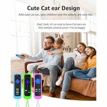 3Pcs Cover For Roku Remote With Cat Ears Design Silicone Skin Case Compatible With Hisense  Roku TV Steaming Stick Express Universal Replacement Controller. Glow In The Dark Green Blue Purple - GlowBlue&GlowGreen&GlowPurple - View 6