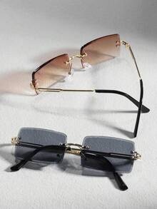 2 件套金属无框方形时尚眼镜