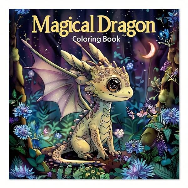 كتاب تلوين التنين السحري للبالغين - ورق سميك محسن مبتكر، 22 ورقة فضفاضة، كتاب تلوين نشاط مسلي ومريح للأعمار 14+، هدية عيد ميلاد ومناسبة مثالية، كتاب تلوين، كتب تلوين للبالغين، لوازم فنية كتب تلوين للبالغين، عودة إلى المدرسة، لوازم، كتاب، ورق 120 جرام