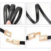 3/1pc Fashionable And Versatile Women's Thin Belt, Thin PU Leather With Gold Buckle Dress Belt, Pants, Suit, Daily Commuting And Leisure Belt, Good Things For Friends, Family And Girlfriends Fall, Autumn, Halloween