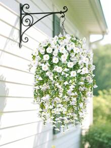 1/2/4 piezas Plantas artificiales colgantes de eucalipto y gloria de la mañana de seda, resistentes a los rayos UV, plantas verdes para decoración de aniversario, graduación, ceremonia de boda, fiesta familiar, oficina, porche, jardín, patio y pared en primavera/verano