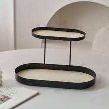 1 pieza Organizador de maquillaje Caja de almacenamiento, Bandeja de tocador de aromaterapia para cómoda, entrada, soporte de llaves y fragancias, de metal