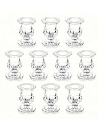 6 قطع حاملات شموع زجاجية أنيقة ذات أشكال مخروطية - وسيط مصقول سميك لحفلات الزفاف والعشاء وديكور المنزل - زينة الحفلات والشموع الشاي وحفلات عرس الأعياض