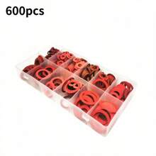 600 Peças Kit de Assortimento de Arruelas Planas de Aço Vermelho Portáteis - Arruelas de Isolamento sem Rosca para Parafusos de M10 a M32, Gaxetas Redondas Leves e Duráveis para Tomadas de Energia, Interruptores - Tamanhos Variados, com Caixa de Armazenamento