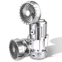 Portable Solar Lantern Fan USB Rechargeable LED Camping And Emergency Lamp - Silver - View 7