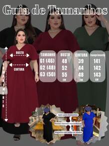 Vestido Plus Size Longo Feminino Acinturado