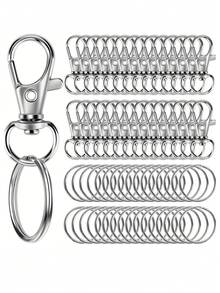 20 Rotating Lobster Clasp Key Rings, 10 Key Rings, 10 Key Ring Jewelry DIY Crafts - Valentine's Day Gifts For Men And Women - Silver - View 1