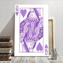 1Pc Framed Wall Art Purple Card Canvas Poster Paintings Ideal Gift For Living Room Bedroom Corridor Wall Decor Room Decoration Ready To Hang - 彩色 - 查看 1