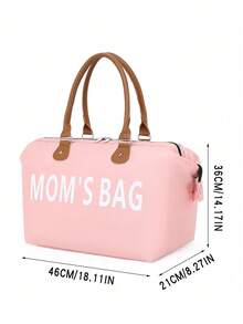3pcs Tote Handbag With Shoulder Strap, Wet & Dry Separation Bottle Compartment, Travel Diaper Bag For Moms - Baby Pink - View 2