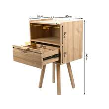 床头柜 实木床头柜 带台面收纳柜 开放式网格 抽屉式 适用于卧室 客厅 餐厅 书房 42*30*65厘米 (1件) 返校宿舍收纳 - 棕色 - 查看 3