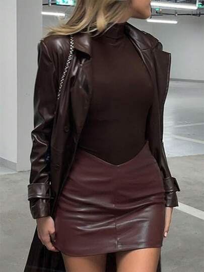 Falda mini plisada y ajustada de unicolor elegante para mujer VIVINA, adecuada para exteriores, uso diario, calle, playa, aeropuerto, citas, viajes, vacaciones, casual