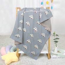 1pc Knitted Baby Car Pattern Comfortable Blanket, All Season - Grey - View 2