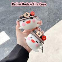 Funda de silicona suave para el estuche de los Redmi Buds 6 Lite, diseño lindo de dibujos animados de fantasma de nuez