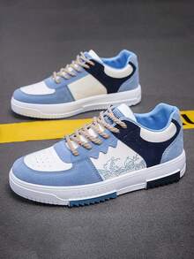 新款男士运动鞋，时尚韩版滑板鞋，四季时尚透气休闲鞋，平底一脚蹬鞋，百搭运动鞋，圣诞节，新年，情人节礼物（随机鞋底标志） - 淺藍 - 查看 4