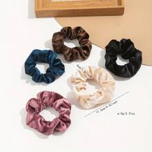 5pcs Women Polyester Casual Solid Color Hair Scrunchies, Elastic Hair Bands For Ponytail, Suitable For Daily And Gatherings, Hair Ties, Scrunchy Hair Ties, Hair Bobbles