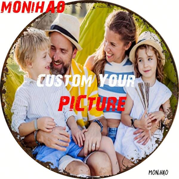 1 Stück individuell gestaltbares 20 cm rundes Metallschild - rustikaler Stil, ideal zum Aufhängen an Türen und für Feiertags-Dekorationen (Muttertag, Halloween, Erntedank, Weihnachten) - wandmontierbar, ohne Stromanschluss, Türdekorationen, für Raumdekorationen geeignet
