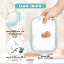 20 recipientes de vidrio para preparar comidas con ventilación de vapor, recipientes para almacenar alimentos con tapas herméticas, para el control de porciones del almuerzo en el hogar, la cocina y la oficina (10 recipientes + 10 tapas), aptos para congelador y refrigerador. - verde menta - Ver 4