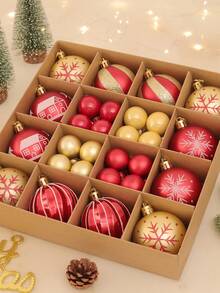 42pcs/Set Christmas Ball Ornaments Decoration Pendant Party Supplies Gift Box Set